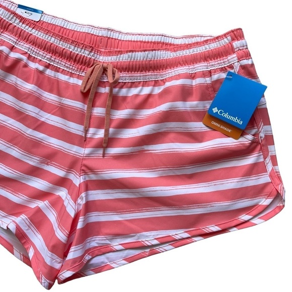 Columbia Women’s Bogata Bay Stretch UPF 50 Print Shorts Size XL Coral Stripe - Picture 4 of 9